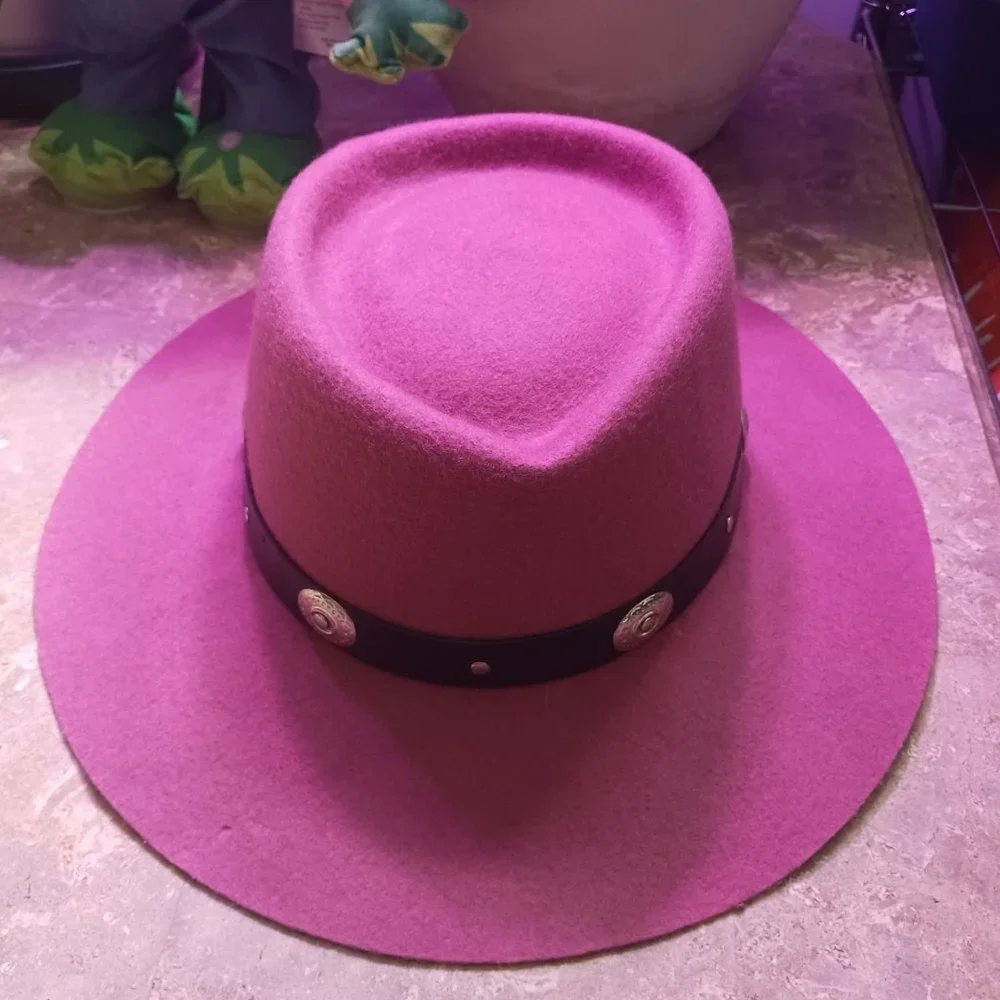 Stylish Women's Purple Felt Wide-Brim Hat